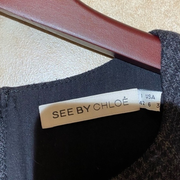 See By Chloe Saw Tooth Plaid Patterned Long Sleeve Dress 6 - Picture 5 of 5